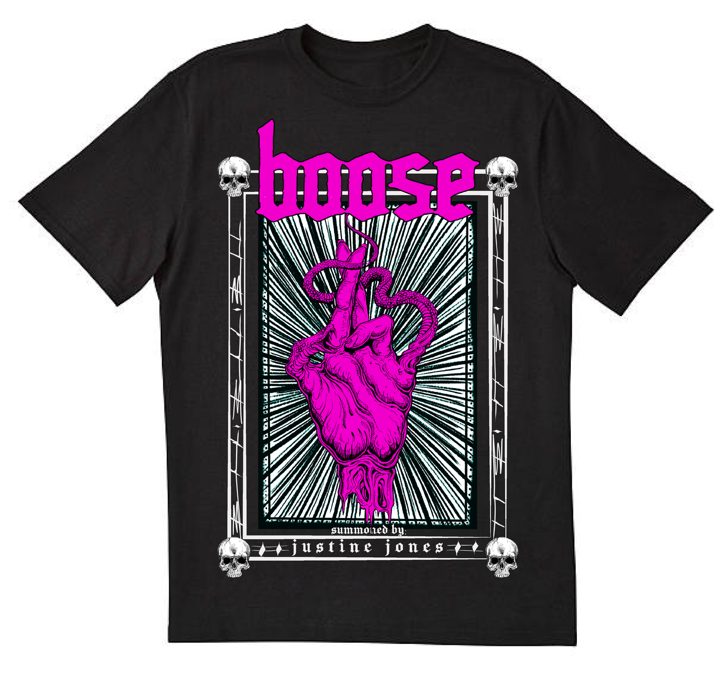 Bøøse x Justine Jønes /// Hand Øf Cvlt /// Pink Aurøra T-Shirt